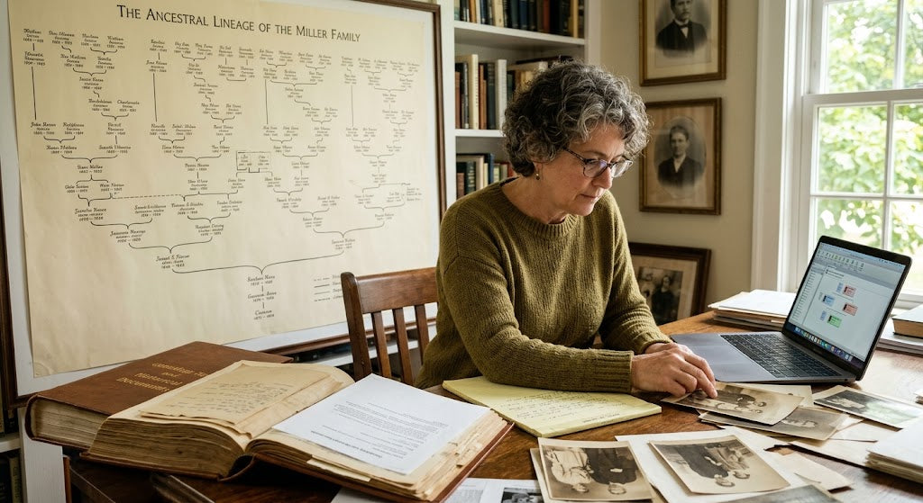 Genealogist works on family history